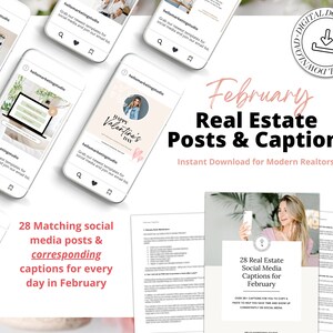 February Real Estate Captions & 28 Matching Real Estate Canva Posts ...