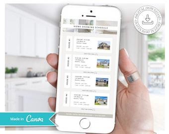 Digital Buyer Showing Schedule | Real Estate Marketing | Home Buyer Guide | Real Estate Agent | Home Showing | Canva Template | Vol 1