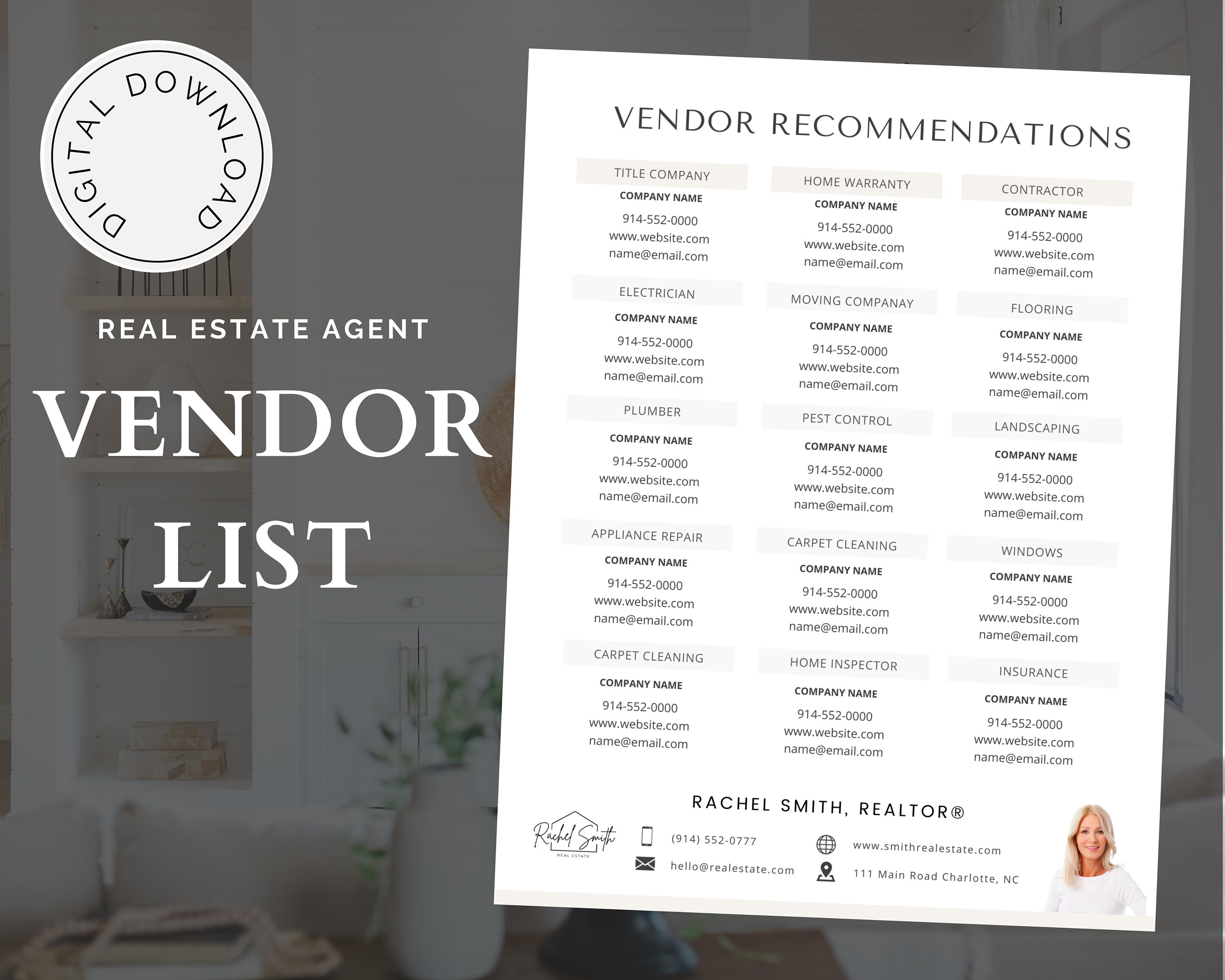 Vendor Recommendation List Canva Template Realtor Vendor | Etsy