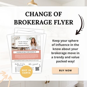New Brokerage Flyer | Changing Brokerages Announcement | Editable Canva | Real Estate Marketing | Modern Agent New Brokerage Flyer | Canva