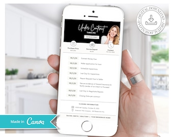 Under Contract Timeline for Real Estate | Text-able Real Estate Closing Checklist | Home Buyer Guide | Canva Real Estate Template | Vol 7