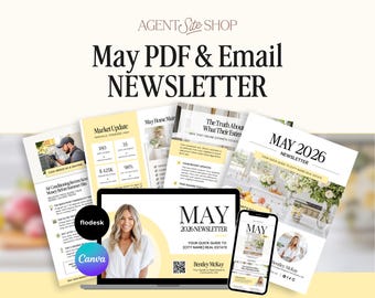 kann Wohnraum Newsletter Vorlage | Realtor Email Marketing | Bearbeitbarer Canva Newsletter | Frühling -Immobilien-marketing | Muttertag