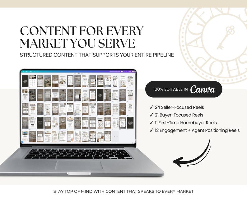 The image is an advertisement for a structured content platform called Canva, which provides a variety of content types for different markets.