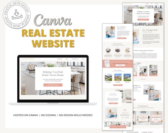 Real Estate Canva Website | Real Estate Agent Website | Canva Website Template | Business Website | Real Estate Marketing | Link In Bio