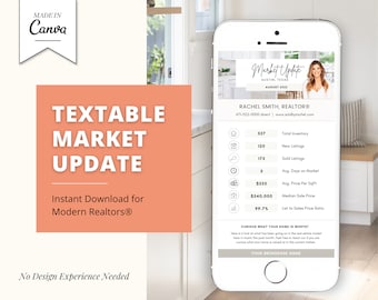 Market Update Real Estate Textable Template | Modern Real Estate Marketing | Canva Template | Text Message Update| Housing Market Statistics
