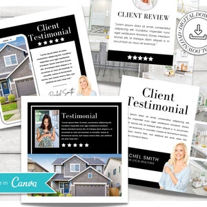 Kunden Testimonial Instagram Posts | Kundenrezensionen | Social Media Posts | Immobilienmarketing | Unternehmer | Canva Template
