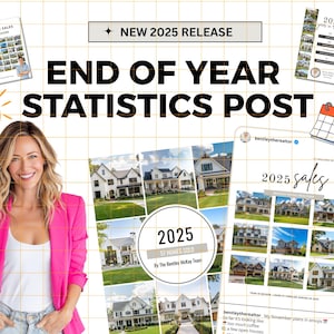 Real Estate Statistics New Year Social Media Posts | Year In Review Sold Homes Sold Posts | Instagram Real Estate Canva Template 2025 2026