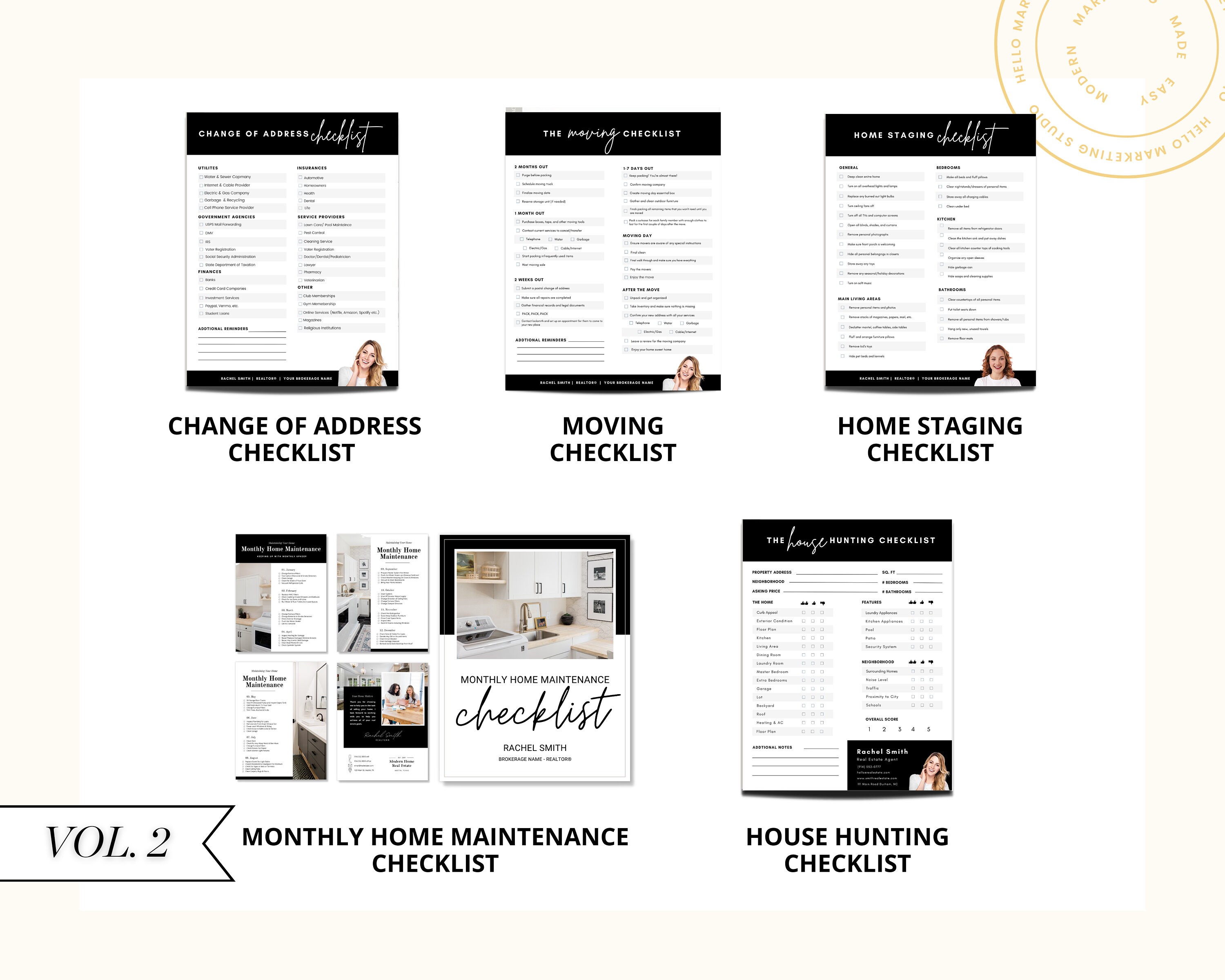 Real Estate Agent Checklist Bundle | Real Estate Marketing | Change of ...