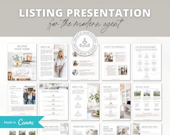 Real Estate Listing Presentation | Real Estate Marketing | Home Seller Guide | Listing Packet | CMA Packet | Pre-listing Packet Canva | Sell