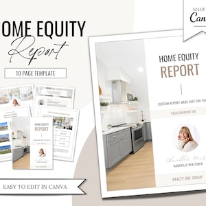 Home Equity Report | CMA Packet Clients | Comparative Market Analysis | Listing Presentation | Seller Guide Real Estate Prospecting | Canva