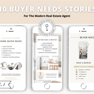 10 Buyer Needs Stories | Immobilien | Social Media für Agenten | Agent Marketing | Instagram Stories | Facebook | Canva | Hauskäufer | Vol 1