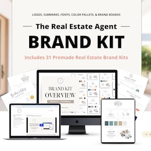 Le kit de marque de l'agent immobilier | Logos immobiliers préfabriqués | Image de marque immobilière | Logos modifiables | Modèle de kit de marque immobilière