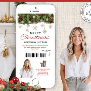 Digitale tekstbare kerstkaart voor onroerend goed | Tekstbare kerstkaart | Wintervastgoedmarketing | Winter | Vastgoedmarketing