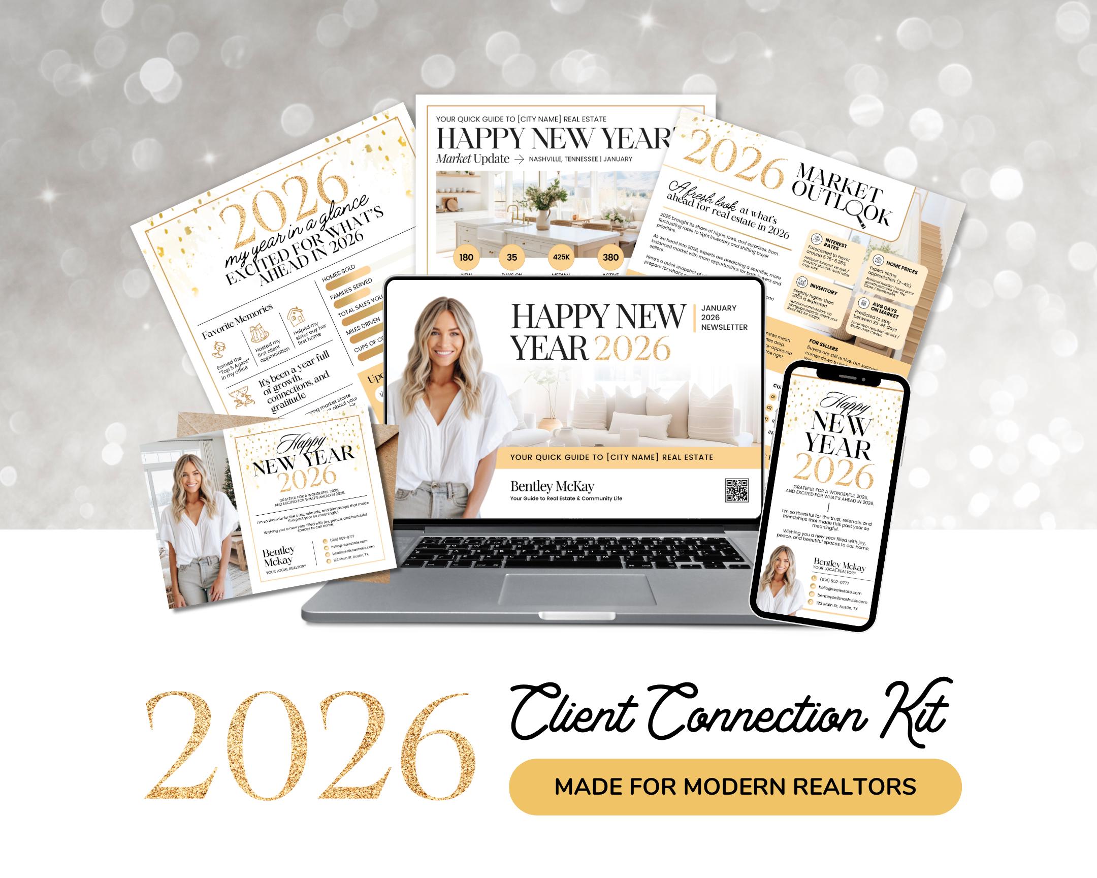 2026 Real Estate Client Connection Kit | New Year Marketing Templates ...