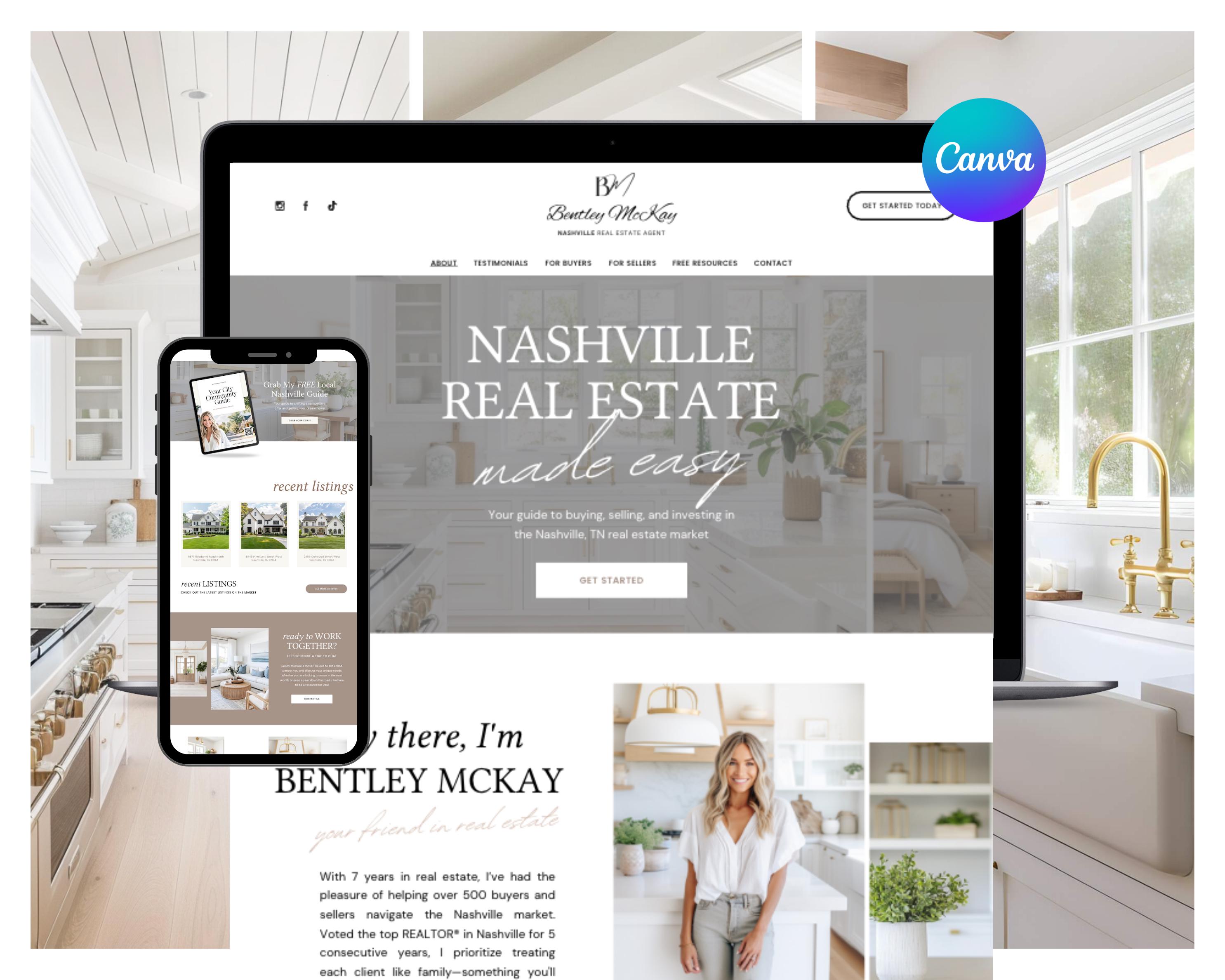 Real Estate Canva Website Template | Real Estate Agent Website Template ...