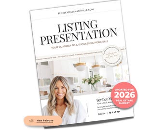 May include: A white document titled LISTING PRESENTATION YOUR ROADMAP TO A SUCCESSFUL HOME SALE with the website BENTLEYSELLSNASHVILLE.COM at the top. It features a photo of a kitchen, a person, and a pink circular badge stating UPDATED FOR 2026.