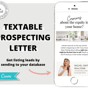 Textable Prospecting Letter | Comparative Market Analysis | Generate Listing Leads | Home Equity | CMA | I Seller Leads | Home Seller | Sell