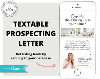 Textable Prospecting Letter | Comparative Market Analysis | Generate Listing Leads | Home Equity | CMA | I Seller Leads | Home Seller | Sell