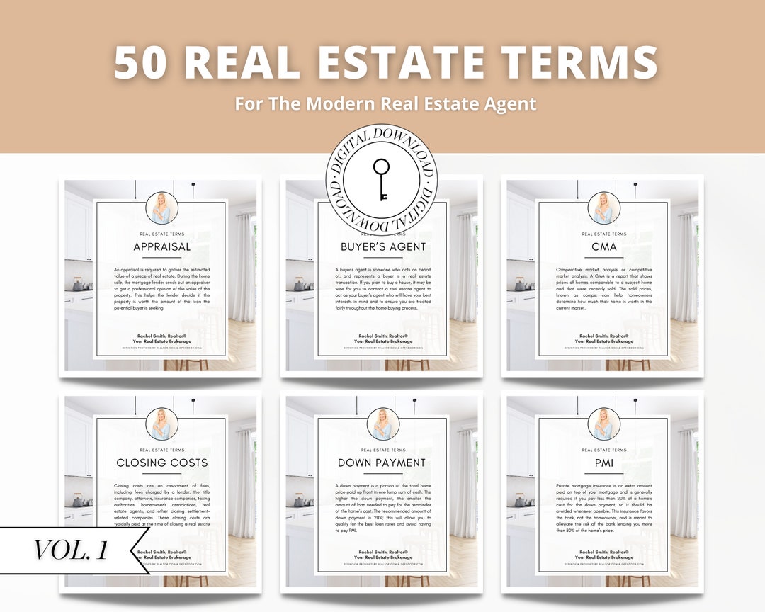 Vol 1 | 50 Real Estate Social Media Posts | Real Estate Terms ...