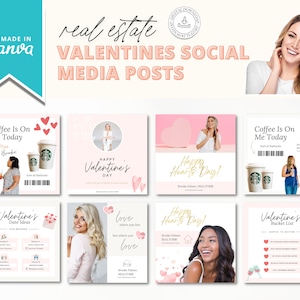 Valentijnsdag onroerend goed Instagram-berichten | Canva-sjablonen voor vastgoedmarketing | Sociale mediaberichten over onroerend goed | Valentijnsdag PopBy