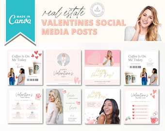 Valentine's Day Real Estate Instagram Posts | Real Estate Marketing Canva Templates | Real Estate Social Media Posts | Valentine's Day PopBy