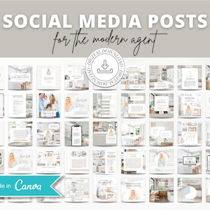 50 Instagram Posts für Immobilien | Social Media für Makler | Immobilienmarketing | Facebook Post | Real Estate Canva Templates