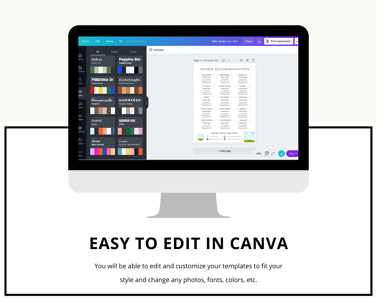 Vol 1 1 Page Vendor Recommendation List Canva Template | Etsy