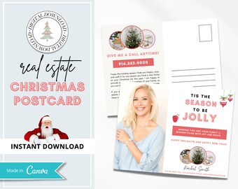 Christmas Real Estate Postcard Canva Template | Printable Real Estate Marketing | Real Estate Farming Card | Happy Holidays | Farming Card