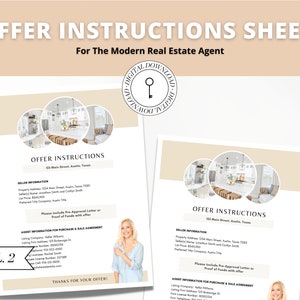 Real Estate Offer Instructions | Offer Details | Real Estate Marketing | Real Estate Canva Template | Home Seller | Listing Agent | Vol 2