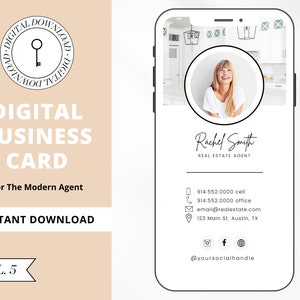 Digital Business Card Canva Template | Real Estate Business Card | E-Card | Marketing | Modern Business Card | Entrepreneur | Modern | Vol 5