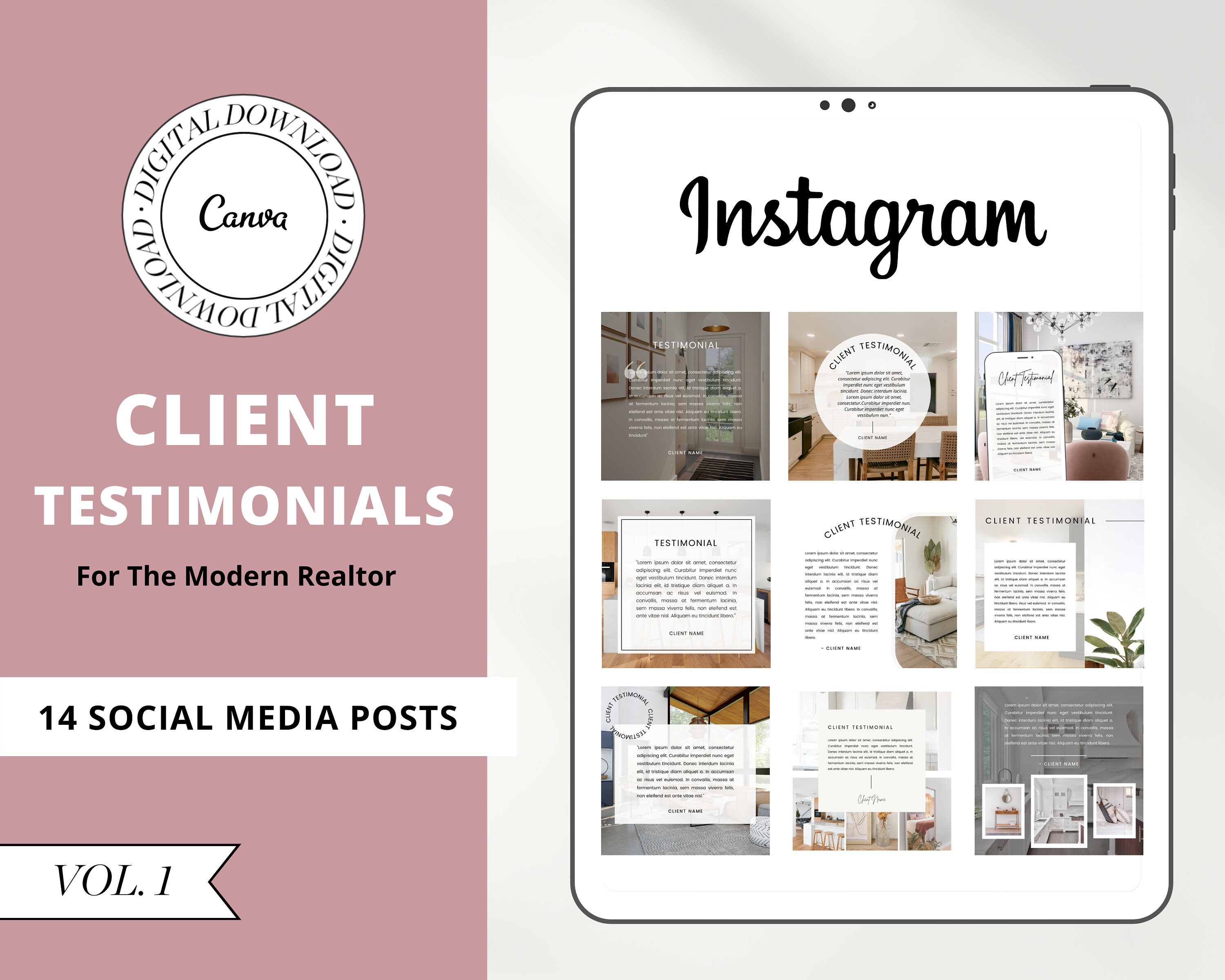 Vol 1 Client Testimonial Canva Template Real Estate Etsy