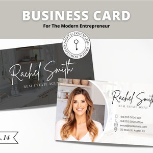 Real Estate Business Card Canva Template | Two-Sided | Real Estate Business Card | Entrepreneur | Interior Designer | Photographer | Canva