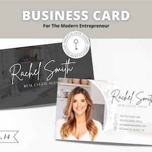 Real Estate Business Card Canva Template | Two-Sided | Real Estate Business Card | Entrepreneur | Interior Designer | Photographer | Canva