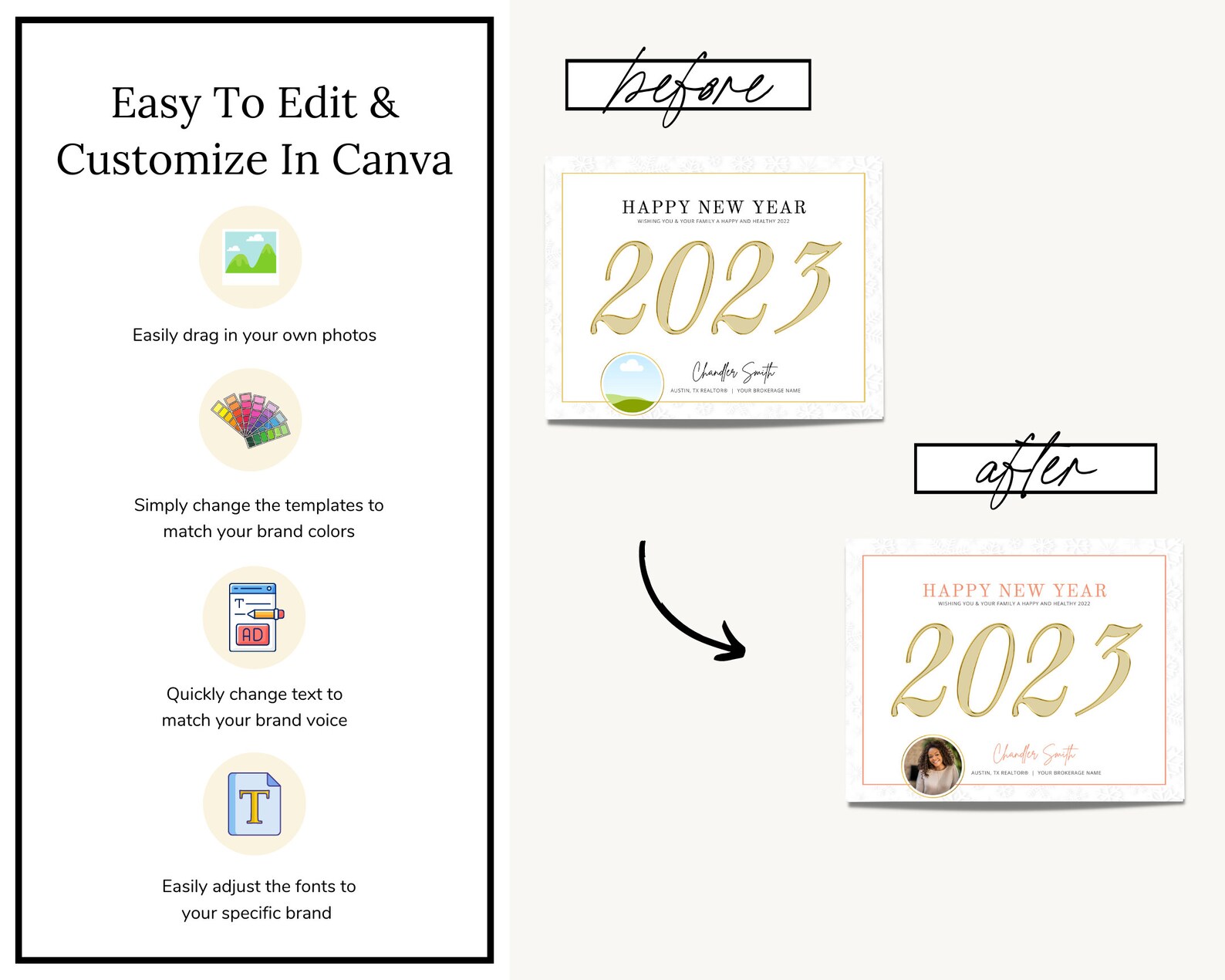 Real Estate Happy New Year Postcard Business New Year Card Etsy