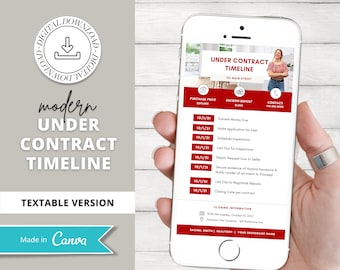 Under Contract Timeline for Real Estate | Textable Real Estate Closing Checklist | Home Buyer Guide | Canva Real Estate Template | Vol 3