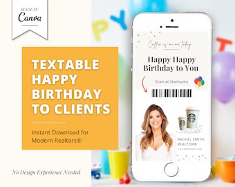 Digital Birthday Card | Happy Birthday Card for Client | Real Estate Marketing | Real Estate Farming Card | Real Estate Coffee Gift Card
