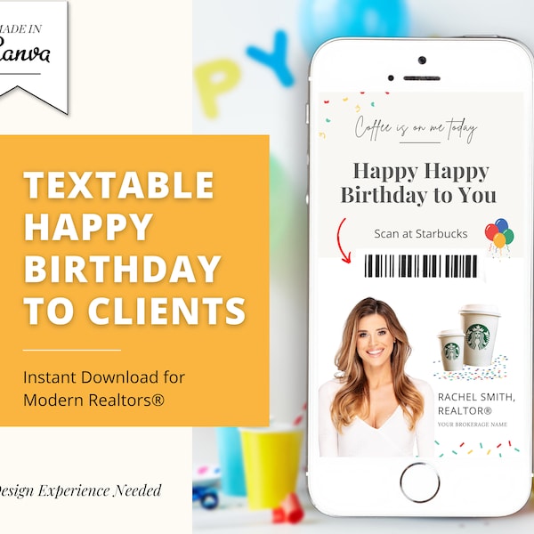 Digital Birthday Card | Happy Birthday Card for Client | Real Estate Marketing | Real Estate Farming Card | Real Estate Coffee Gift Card