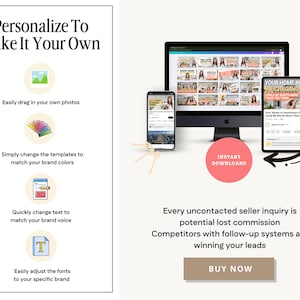 May include: A promotional image with the text "Personalize To Make It Your Own." It shows a computer, tablet, and phone displaying a website. The image also includes icons and text describing customization options, and a "Buy Now" button.