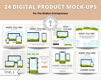 24 digitale productmodellen | Digitale mock-up | Canvassjabloon | iPhone-mock-up | Sjabloon laptopmodel | Marketingsjabloon | Digitaal