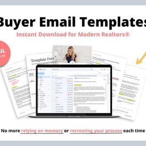 17 Buyer Email Templates | Real Estate Agents | Buyer Agent System | Email Templates | Pre approval to Closing | Real Estate Email System