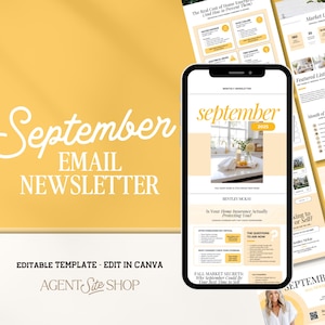 September Real Estate Newsletter | Real Estate Marketing | Monthly Real Estate Newsletter | Email Marketing | Canva Template | Flodesk Email