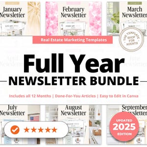 2025 Real Estate Newsletter Bundle| Real Estate Full Year Newsletter Bundle| 2025 Email Marketing| Seasonal Newsletter| Real Estate Mailer