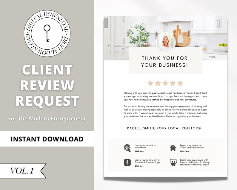 Client Review Request Flyer Real Estate Agent Marketing Etsy