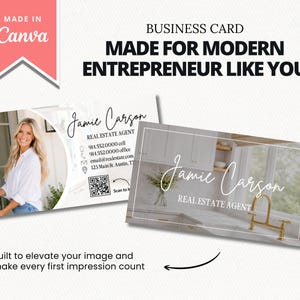 Real Estate Business Card Canva Template, Realtor Business Card, Luxury Real Estate Business Card, New Real Estate Agent Business Card image 4