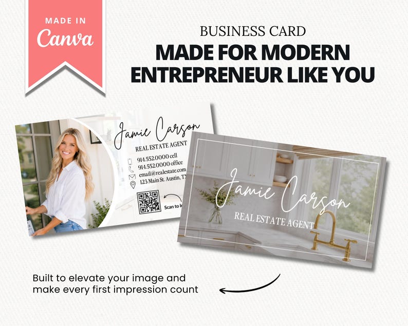 Real Estate Business Card Canva Template, Realtor Business Card, Luxury Real Estate Business Card, New Real Estate Agent Business Card image 4