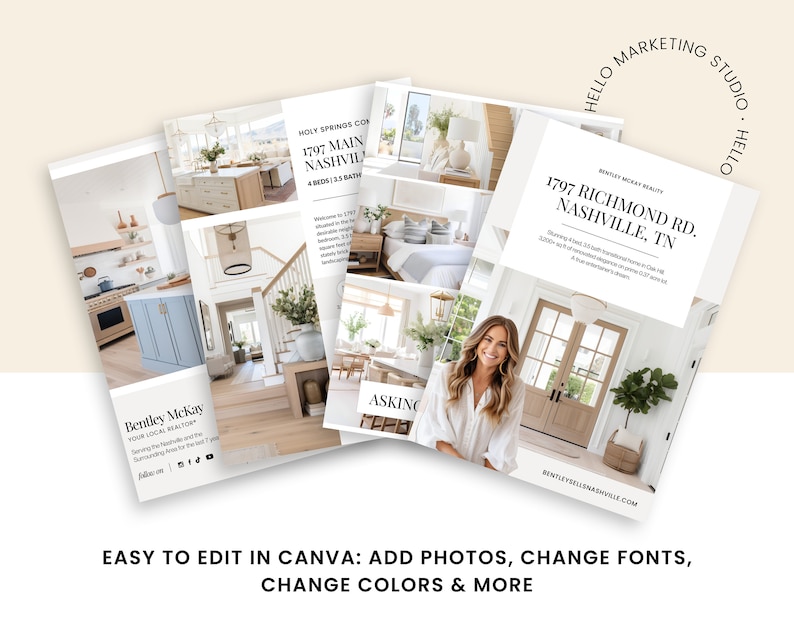 May include: A real estate listing for a 4 bedroom, 3.5 bathroom home in Nashville, Tennessee. The listing features a photo of the home's front entrance and a photo of the interior. The listing also includes the realtor's name and contact information.