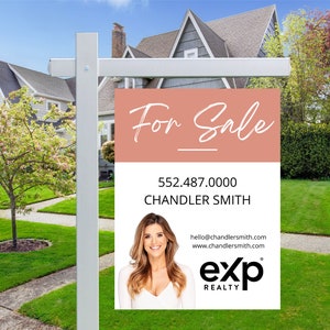 Real Estate Yard Sign | For Sale Yard Sign | Customizable For Sale Signage | Real Estate Marketing | Canva Template Modern Sold Sign | Open