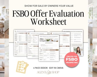 For Sale By Owner Offer Evaluation Worksheet | FSBO Guide | FSBO Lead Generation  | Pre-Listing Guide | Seller Guide | Listing Presentation