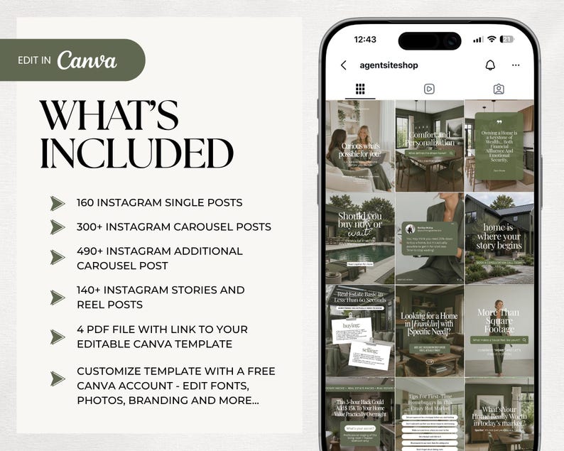 The image is a collage of various images, including a smartphone displaying a social media interface, and a list of features and benefits of using Canva for creating and editing social media content.