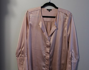 blush pink satin blouse